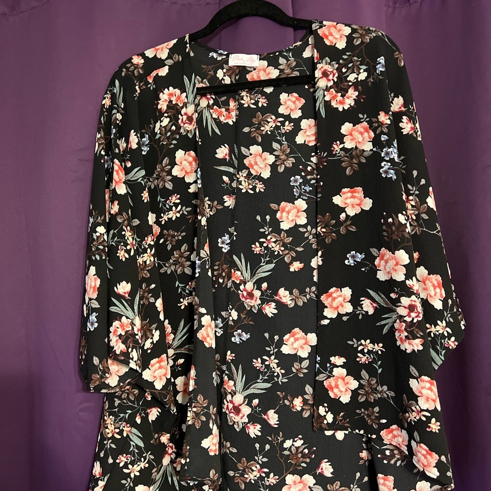 Pink Lily Floral Kimono Top